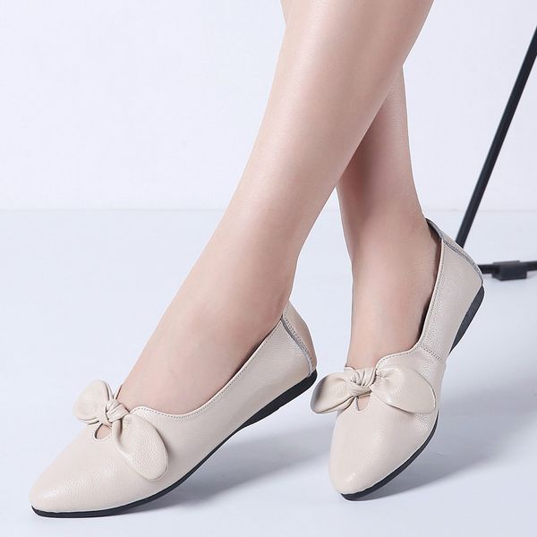 

2020 осень женщины ballerina flats натуральная кожа обувь поскользнуться на мокасины женщины квартиры женщина бабушка бездельников обувь, Black