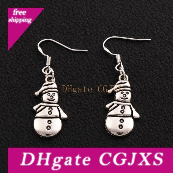 

christmas snowman earrings 925 silver fish ear hook 50pairs /lot tibetan silver 12 .5x41 .8mm e772
