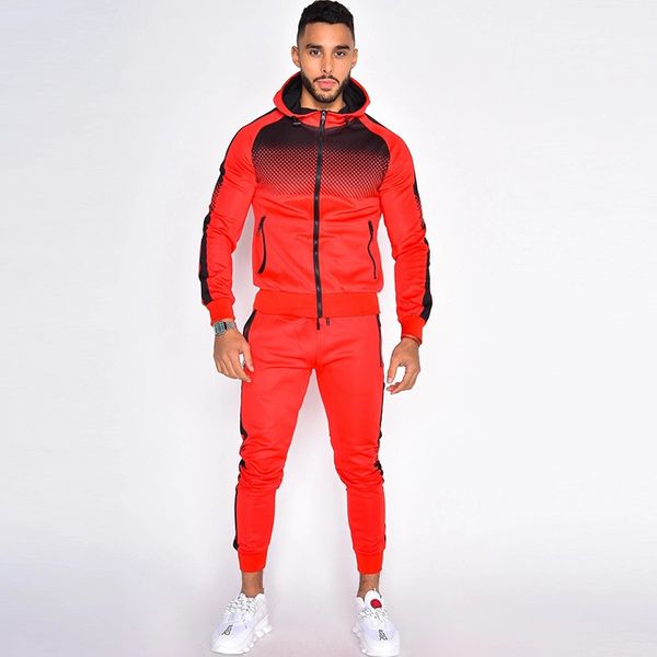 

winter mens tracksuit fashion active long sleeve hooded zip neck cardigan sets new 20fw mans clothing, Gray