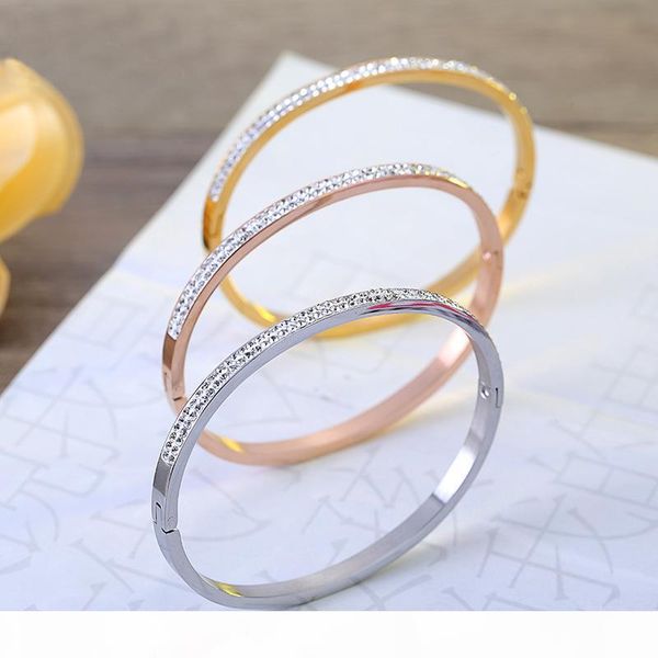 

famous brands jewelry for women wedding party crystal stainless steel bangles gift for christmas, Black