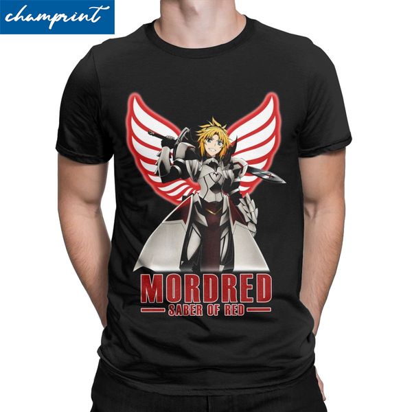 

men mordred saber of red t shirt fate stay night fgo anime cotton clothes hipster short sleeve o neck tee shirt 6xl t-shirts