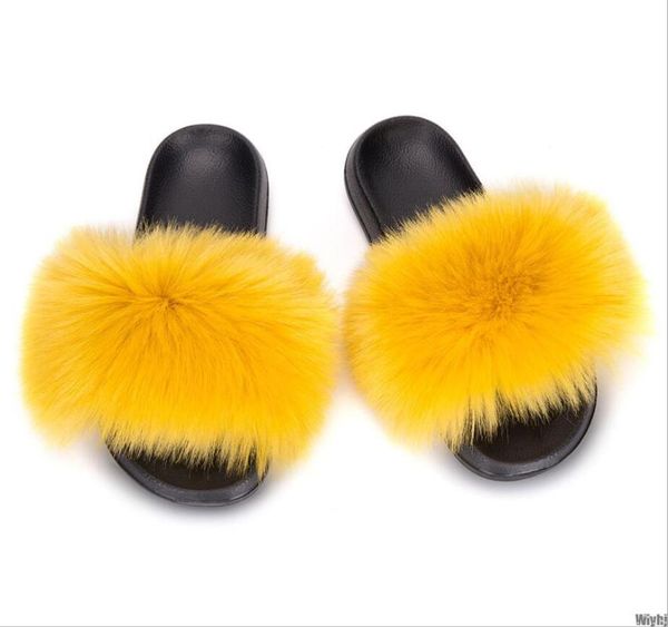 

new faux fur slippers ladies slippers indoor home furry fluffy non-slip thick-soled shoes outdoor beach sandals ladies size, Black