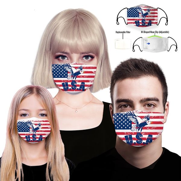 

men women cotton masks 3d printing flag designer mask with pm2.5 filter sheet protective mask for parent-child hh9-3166