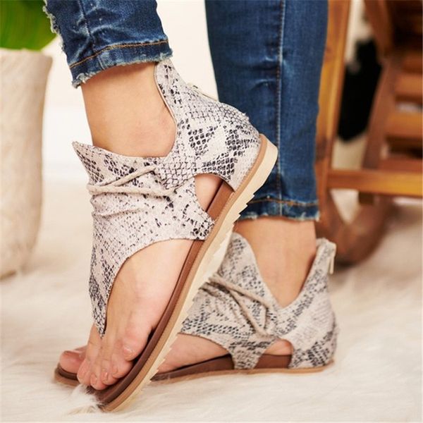 

women's sandals plus size summer ladies casual roma posh vintage leopard flip flop comfy beach sandals zipper soft shoes, Black