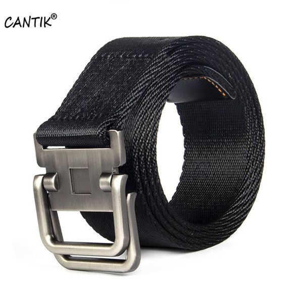 

cantik black double ring metal buckle metal quality comfortable soft nylon leisure style belts for men jeans accessories cbca108, Black;brown