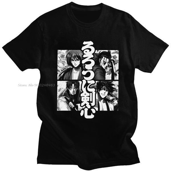 

anime manga rurouni kenshin t shirt for men cotton himura kenshin meiji swordsman samurai x tee short-sleeve t-shirt