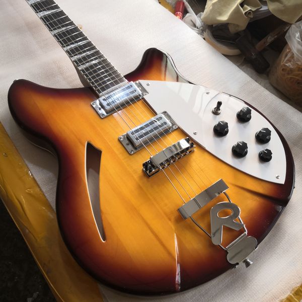 Benutzerdefinierte semi hohle Körper 12 String Vintage Sunburst E -Gitarre 360 ​​6 Strings China Gitarren Chrome Hardware