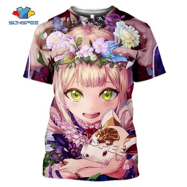 

summer puppet bang dream anime girl 3d print shirts plus size comics graphic men clothing