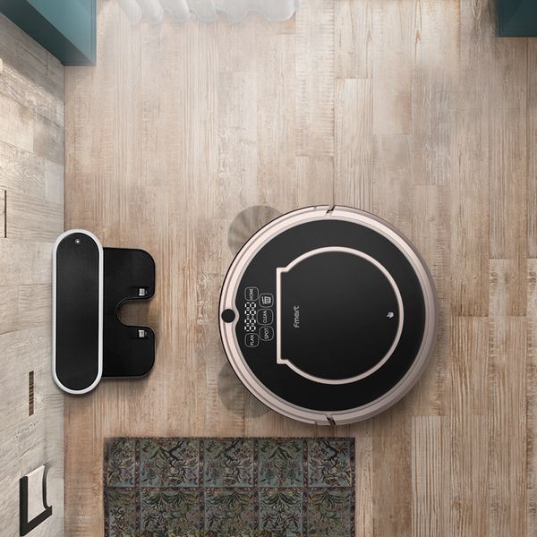 

fmart e200 robot vacuum cleaner sweep&wet mopping&dry for hard floors&thin carpet run 120mins automatically charge