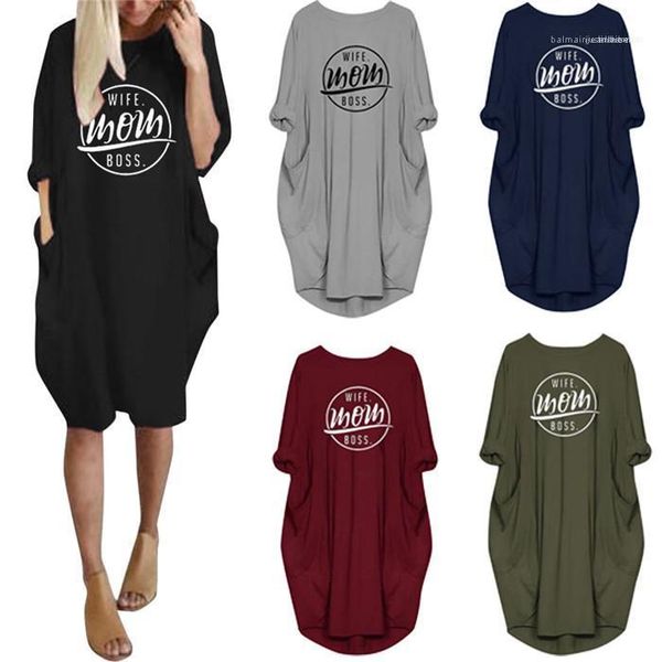 

skirt casual holiday apparel womens autumn winter loose casual dresses pocket long sleeve print fashion designer, Black;gray