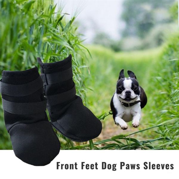 

dog apparel 2pcs pet front feet paws cover breathable dogs boots prevent scratching protect shoes socks non-slip rubber sole