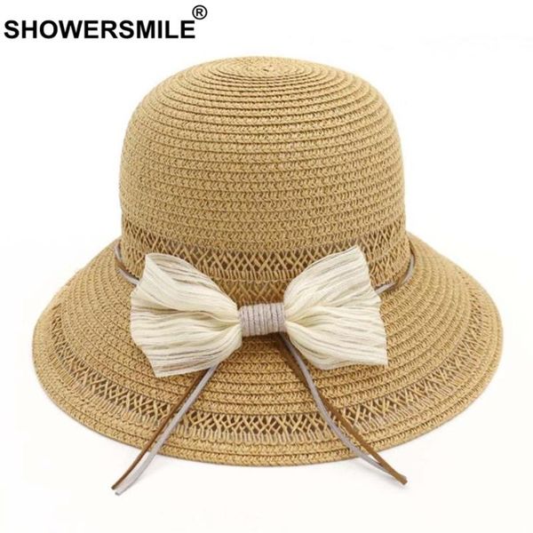 

showersmile женские вс hat bowknot ladies стро fedora дизайнерский бренд 2020 весна лето женщина пляж bowler вс hat для женщин, Blue;gray