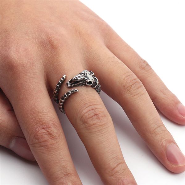 

design alien animal ring jewelry rock culture band party punk style animal goat cool rings fashion cool men jewelry, Golden;silver