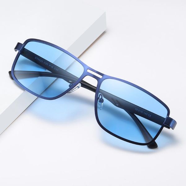 

men's rectangle sunglases square tr90 metal frame uv400 protection polarized sunglasses blue green brown sun glasses for driving, White;black