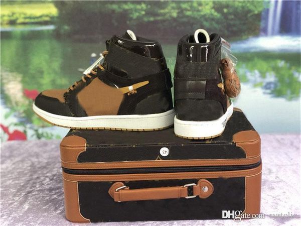 

new air authentic 1 high og designer leather suitcase box fashion men basketball shoes sports sneakers trainers size us7-13
