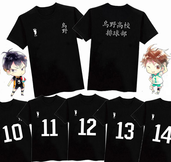 

men's t-shirts haikyuu summer t-shirt o-neck broadcloth print women men short sleeve casual cool logo 100% cotton cartoon number tee, White;black
