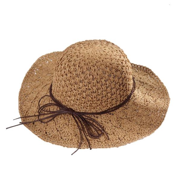 

adjustable uv protection foldable travel bowknot decor braid sun proof women straw hat wide brim daily summer beach outdoor, Blue;gray