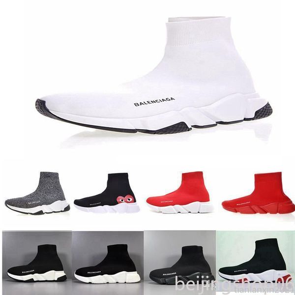 

2020 quality speed trainer socks shoes for men women triple black white red casual shoes fashion sneakers ankle us 7-11 t21