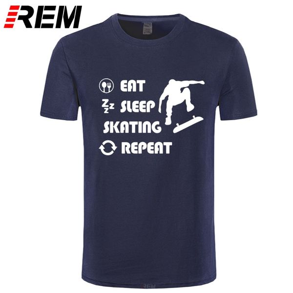 

мужчины одежда eat sleep skating скейтбордисты жизнь смешная t shirt men ситец максимального нагрузочного o-neck t-shirt plus size