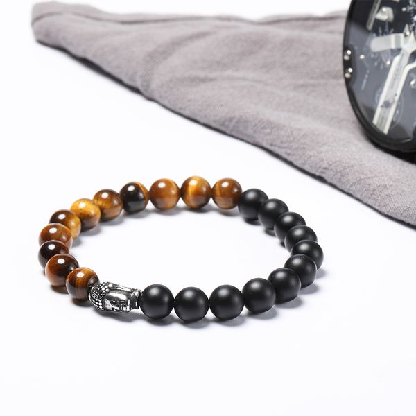 

wholesales fashion bracelet tibetan buddha bracelet chakra diffuser stainless steel charm jewelry 50pcs/lot+hippin, Black