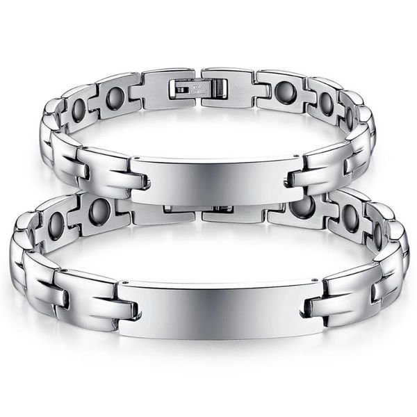 

link, chain simple stainless steel black magnet silver color male bracelet bangles fashion trendy jewelry bracelets for men