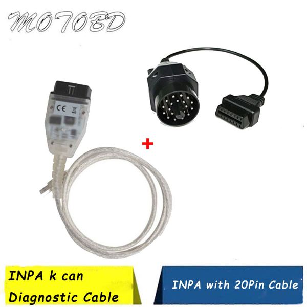

2020 ft232rl chip inpa k+can diagnostic cable plus 20pin obd2 extension adapter inpa k dcan usb interface 16pin obd2 connector