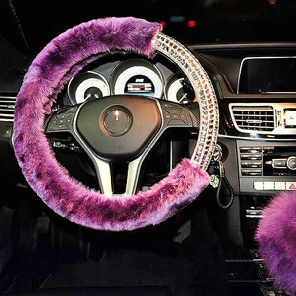 

рулевое управление новая зима плюшевые колеса автомобиля обложка cute автотентами styling rhinestone украшения женщин девушки для