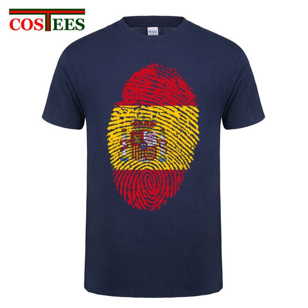 

wholesale spain flag fingerprint funny t shirt men fashion short sleeve oneck spainish flag cotton t-shirt male casual tee