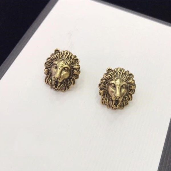

new lion head retro wild designer earrings luxury designer jewelry women earrings, Golden