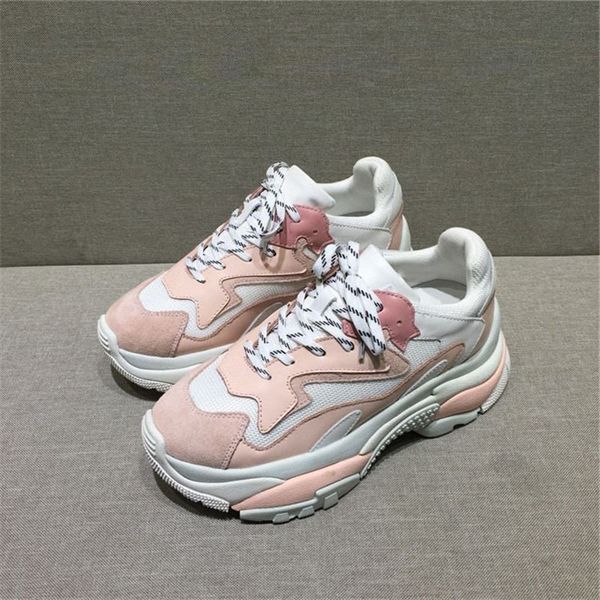 

round head thick soles non-slip women's shoes breathable trend lace-up sneakers fashionable and comfortable casual laddy's shoes, Black