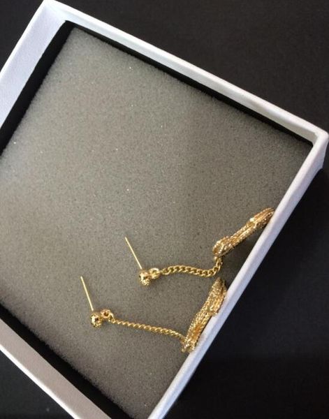 

популярная мода высокой версия золотого цвета падение серьги для леди женщин леди ювелирных изделий для невесты с черной фланелевой сумкой, Golden;silver