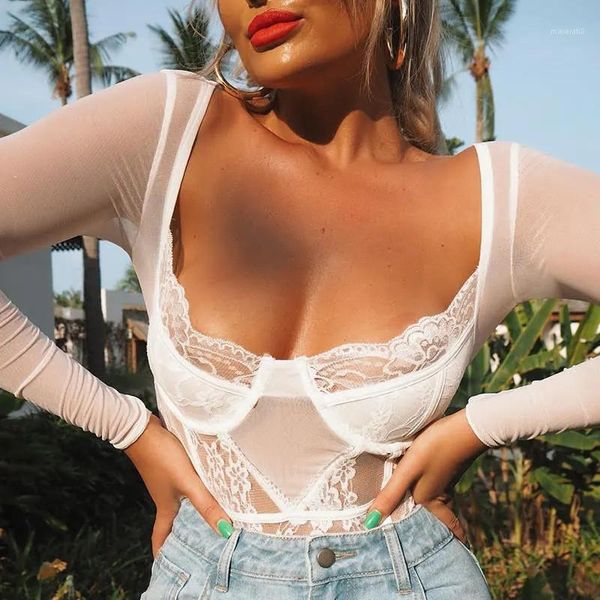 

jumpsuits see through solid color womens designer bodysuits u neck hollow out push up womens rompers lace floral womens, Black;white