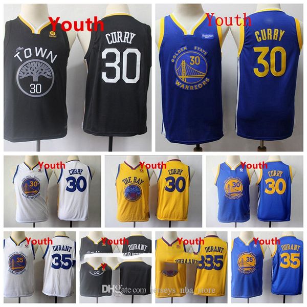 

kids stephen 30 curry golden state warriors jersey authentic stitched 35 kevin durant black blue vintage youth basketball jerseys, Black;red