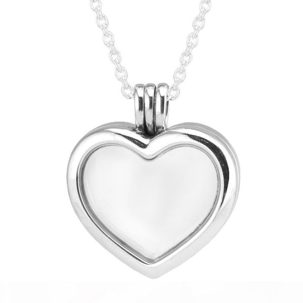 

100% 925 sterling-silver-jewelry silver necklaces for women diy making with petite charms floating heart locket necklaces