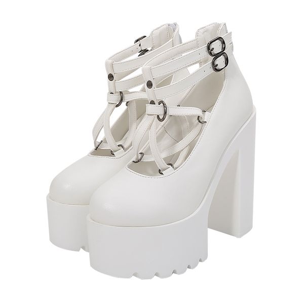 

all-match single shoes 15cm new female high-heeled platform platform short boots 2020 fashion women's shoes thick heel, Black