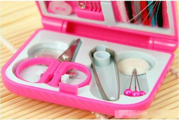 

100pcs portable travel sewing kits box needle threads scissor thimble home tools
