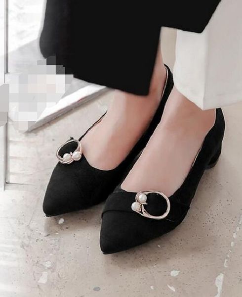 

ladies slip on beads pointed toe low block heel court shoes womens casual moccasins new, Black