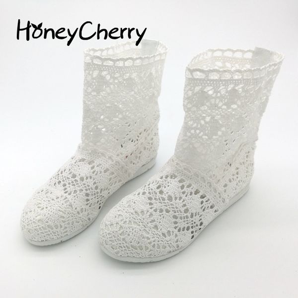 

new 2014 spring and summer women high-leg boots knitting hollow ankle boots women's flat shoes knitted shoes for women size35-41, Black