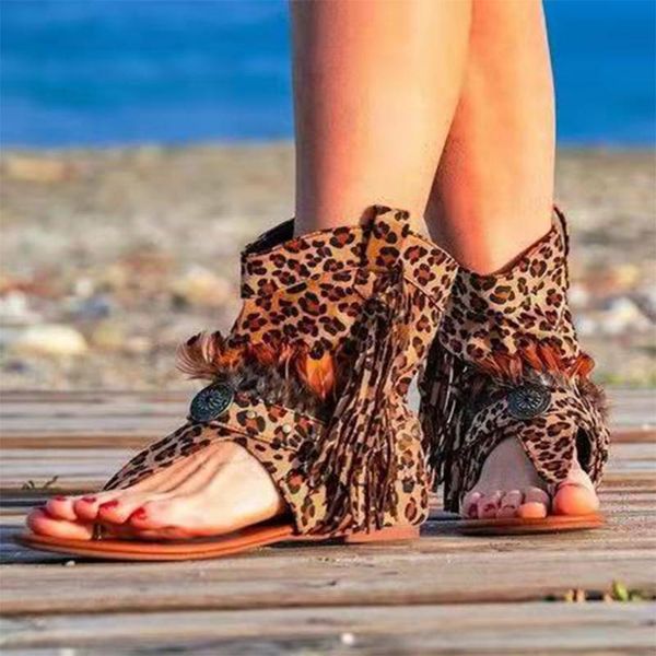 

slippers women summer sandals flats shoes bohemia sandalias sapato feminino zapatos de mujer casual leopard tassels shoe flip flops d30, Black