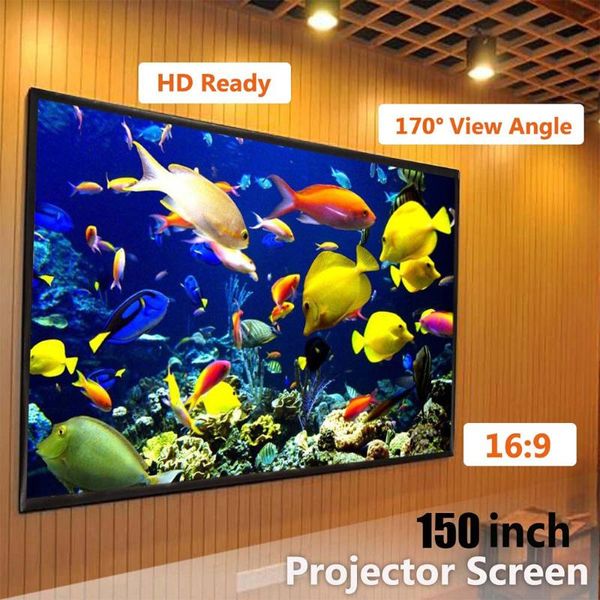 Projeksiyon Ekranları Katlanabilir 16: 9 Projektör 60 72 84 100 120 150 inç Beyaz Ekran Kenar TV Ana Sayfa Görsel-İşitsel