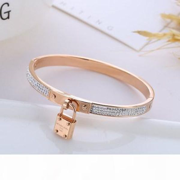 

новый конструктор прибытия замка браслет rhinestone титана стали женские браслеты розового золота роскошные ювелирные изделия браслеты творч, Black