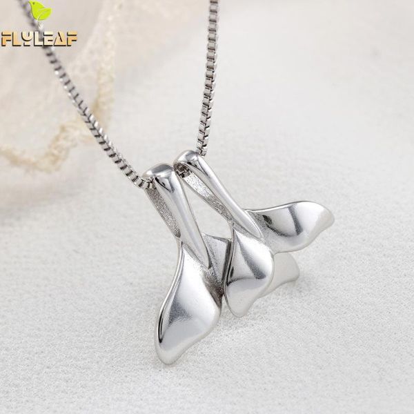 

pendant necklaces 100% 925 sterling silver double whale tail & pendants for women flyleaf creative lady fashion jewelry