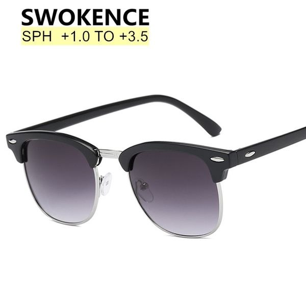 

swokence dioptre +1.0 to +3.5 gradual grey reading glasses sunglasses women men quality anti-fatigue presbyopic spectacles r161, White;black