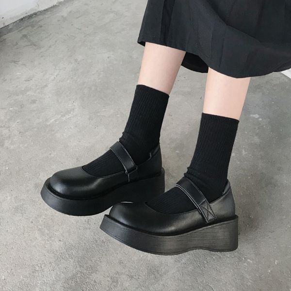 

2020 sandals with heel shallow mouth womens wedges female shoe med mary jane shoes women's thick fashion on ladies, Black