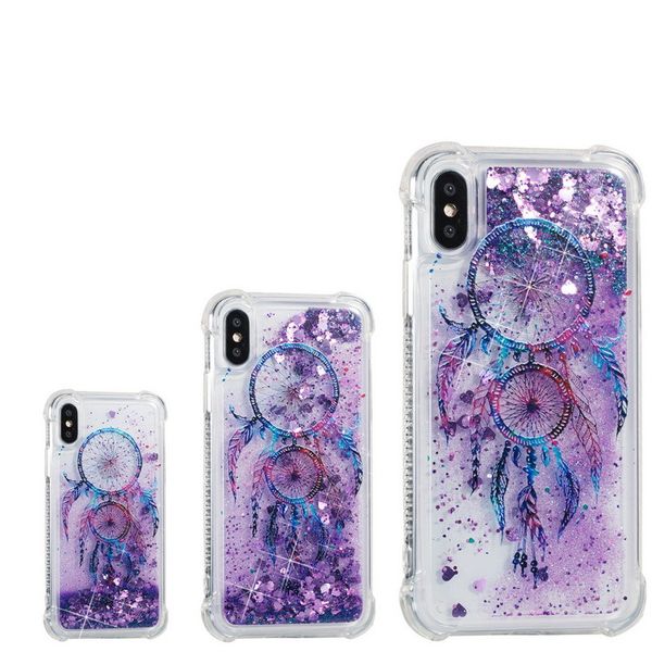 Moda Scintillante flusso liquido paillettes cartone animato dream catcher custodia in tpu per iphone X XS max XR 6 7 8 plus