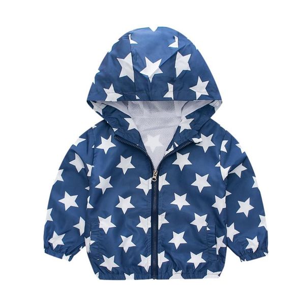 

осень теплая пальто детская одежда baby girl boy с длинным рукавом star printed zipper winter ветровка hoodie вскользь куртки пальто для дет, Blue;gray