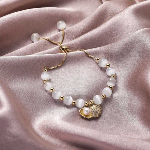 

yada 2020 ins luxury shell pearl bracelets&bangles for women pearl bracelets crystal jewelry simple adjustable bracelet bt200340, Golden;silver