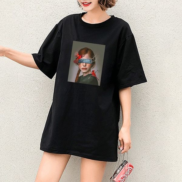 

diy t-shirts girls fashion casual t-shirts with a girl pattern 2020 new simple styles short sleeves breathable comfortable selling
