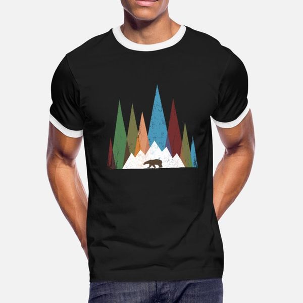 

bear forest nature outdoor hiking gift mountains t shirt men character short sleeve crew neck kawaii sunlight casual summer style shirt