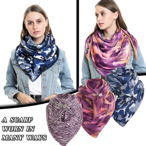

40# fashion winter women cashmere printing button soft wrap casual warm scarves shawls bib multiple ways to wear chaqueta pelo, Blue;gray